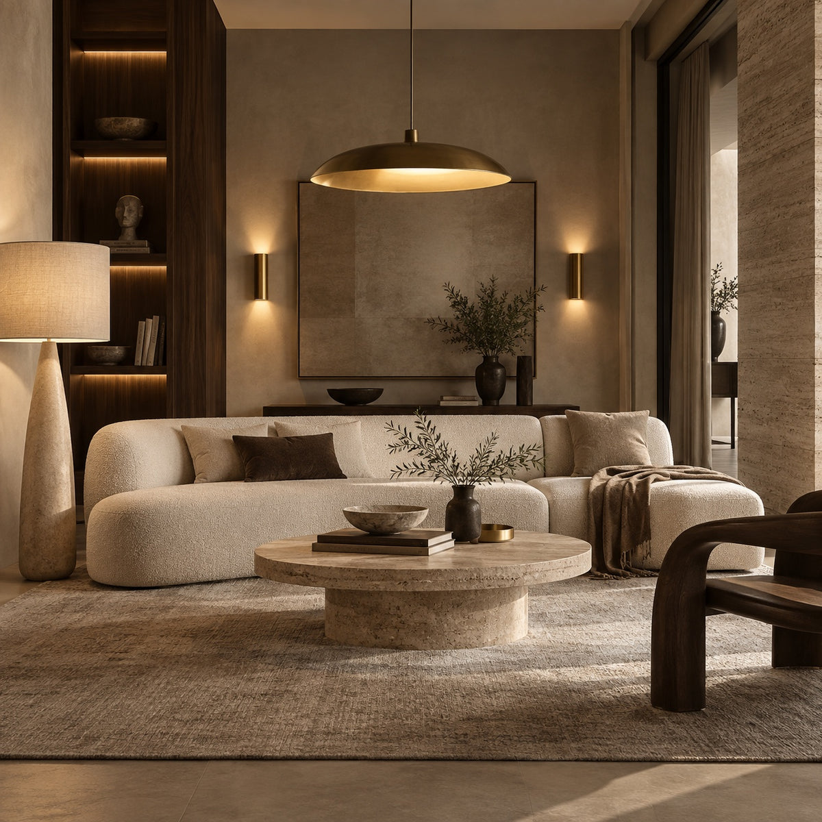 Composition lumineuse dans un salon milanais — Luce Milano